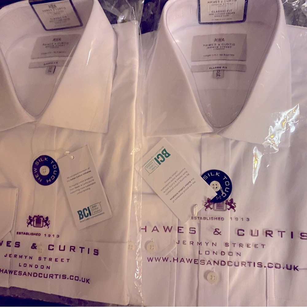 Hawes and Curtis 17/34 white shirts (2) unopened